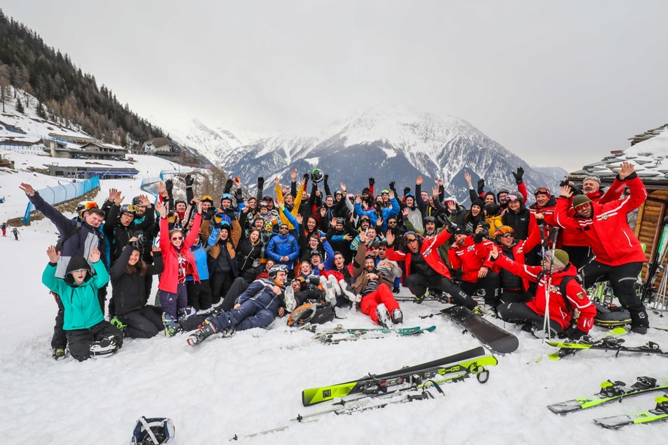 A grand ballroom with a party full of Quadrature employees